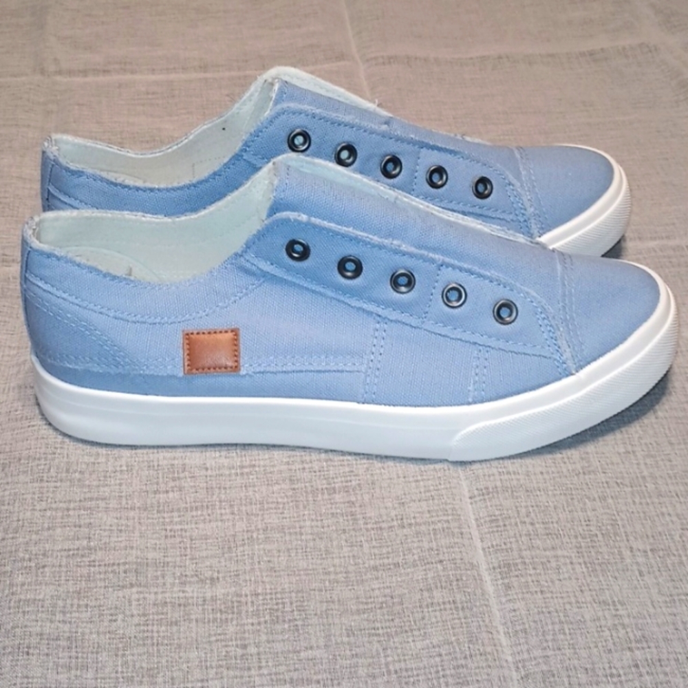 Slip on Shoes Non Slip Fashion Canvas Sneakers Low Top Casual Blue Jean Shoes